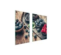 Plaques de recouvrement pour cuisinière 2 pièces 75x52 Couverture de champ en vitrocéramique Planche à découper myrtilles bois