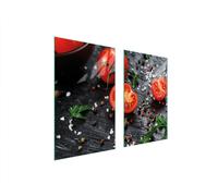 Plaques de recouvrement pour cuisinière 2 pièces 75x52 Couverture de champ en vitrocéramique Planche à découper tomates bois