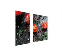 Plaques de recouvrement pour cuisinière 2 pièces 75x52 Couverture de champ en vitrocéramique Planche à découper tomates bois