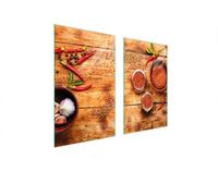 Plaques de recouvrement pour cuisinière 2 pièces 75x52 Couverture de champ en vitrocéramique Planche à découper épices bois