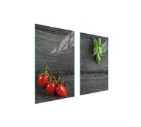 Plaques de recouvrement pour cuisinière 2 pièces 75x52 Couverture de champ en vitrocéramique Planche à découper tomates bois
