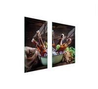 Plaques de recouvrement pour cuisinière 2 pièces 75x52 Couverture de plaque vitrocéramique Verre Planche à découper Bière Bois