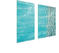 Plaques de recouvrement pour cuisinière 2 pièces 75x52 Couverture pour champ vitrocéramique Verre Planche à découper Bois Turquoise