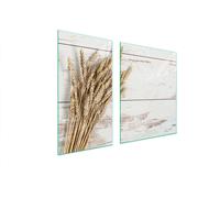 Plaques de recouvrement pour cuisinière 2 pièces 90x52 Couverture de champ en vitrocéramique Planche à découper blé bois