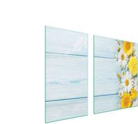Plaques de recouvrement pour cuisinière 2 pièces 90x52 Couverture de champ en vitrocéramique Planche à découper Gerbera bois