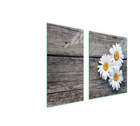 Plaques de recouvrement pour cuisinière 2 pièces 90x52 Couverture de champ vitrocéramique Planche à découper en bois Pâquerettes