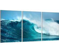 Plaques de recouvrement pour cuisinière 3 pièces 30x52 Couverture de plaque vitrocéramique en verre, vague mer