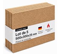 Plaques de vermiculite pour poêle à bois et foyer - jusqu’à 1300 °C - faciles à découper - 500 × 300 × 25 mm - lot de 5 plaques