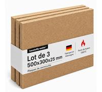 Plaques de vermiculite pour poêle à bois et foyer - jusqu’à 1300 °C - faciles à découper - 500 × 300 × 25 mm - lot de 3 plaques
