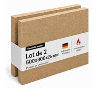 Plaques de vermiculite pour poêle à bois et foyer - jusqu’à 1300 °C - faciles à découper - 500 × 300 × 25 mm - lot de 2 plaques