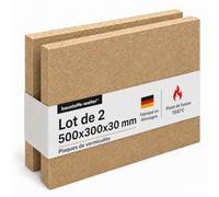 Plaques de vermiculite pour poêle à bois et foyer - jusqu’à 1300 °C - faciles à découper - 500 × 300 × 30 mm - lot de 2 plaques
