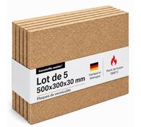 Plaques de vermiculite pour poêle à bois et foyer - jusqu’à 1300 °C - faciles à découper - 500 × 300 × 30 mm - lot de 5 plaques