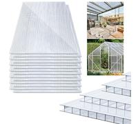 Plaques en polycarbonate à double paroi, 8 mm, 15 pièces. Plaques de toiture de 10,98 m², plaques alvéolaires résistantes aux UV, pour serre, jardin, serre, transparentes