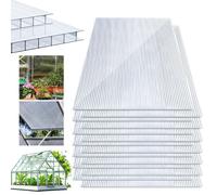 Plaques en polycarbonate alvéolaire, double paroi, 8 mm, 15 pièces, surface de couverture de 10,98 m², plaques alvéolaires résistantes aux UV, pour serre, jardin, culture, transparentes