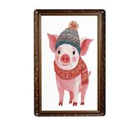 Plaques Métal Vintage 20x30 Murale Écharpe cochon