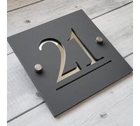 Plaques Nominatives Personnalisées En Acrylique 3D Découpe Laser Noir or Numéro De Maison Signe Avec Nom De Rue Moderne Signe D'adresse De Magasin Plaque D'adresse Plaque De Porte Nom Personnalisé