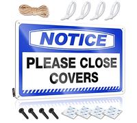 Plaques personnalisées, illustration de présent, avis « Please Close Covers » | Décoration de route de ferme (30 x 40 cm)
