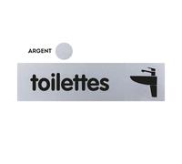 Plaquette de porte plexiglas Toilettes - 170 x 45 mm - Gris argenté - NOVAP - 4034867