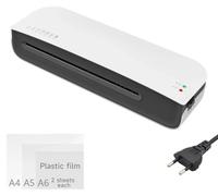 Plaqueuse de bureau - Plaqueuse de films A4/A5/A6 - Plastification à chaud et à froid - Bouton anti-bourrage - Pour le bureau et la maison - Blanc
