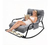 Plasaig Fauteuil à bascule surdimensionné avec repose-pieds massant et | Fauteuil de relaxation large avec poche latérale et accoudoirs, pour salon et balcon, intérieur et extérieur