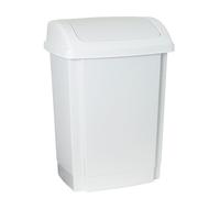 Plast Team Poubelle de cuisine à couvercle basculant – 15 l – Blanc