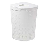 Grand Panier à linge d'angle en plastique 62 litres - Blanc