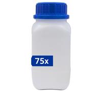 plasteo® 75x 500 ml Bouteille à col large avec bouchon à vis Bouteille de laboratoire Bouteille pour produits chimiques apte au contact alimentaire avec homologation pour matières dangereuses absolume