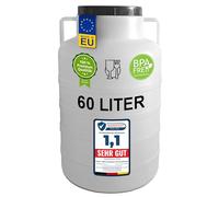Plasteo Baril rond à col large 60 litres avec couvercle et poignées pour aliments et sans BPA en plastique universel pour eau de pluie