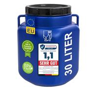Plasteo Tonneau rectangulaire à col large de 30 litres, bleu, convient à un usage alimentaire et sans BPA, universel, avec couvercle