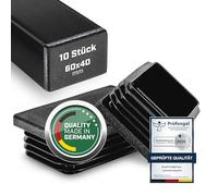 Plasticmetall Lot de 10 bouchons à lamelles rectangulaires 60 x 40 mm en polyéthylène - Structure d'érosion des étincelles - Bouchon de tube pour profilé en aluminium, capuchon de poteau, capuchon
