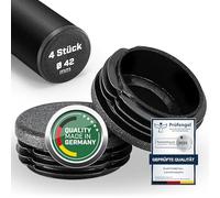 Plasticmetall Lot de 4 bouchons à lamelles ronds en polyéthylène de 42 mm de diamètre - Structure d'érosion radio - Pour tube en acier inoxydable, tube en aluminium, pour couvrir les tubes vides, les