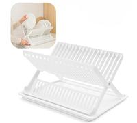 plastific Égouttoir à Vaisselle Pliable avec Plateau égouttoir à Couverts et égouttoir à Vaisselle Pliable avec Support à Couverts (Blanc)