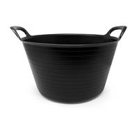 plastific - Seau de Stockage de Baignoire Flexible en polyéthylène Robuste de 15 L avec 2 poignées - Seau Flexible pour la Maison, Le Jardin, Le Linge, la Cuisine - 15 L - Noir