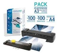 Plastifieuse A3 A4 A5 A6 A7 Pro Ultra Rapide à chaud à froid jusqu’à 2x150 microns avec 200 Pochettes (100 A4 + 100 A3) + 1 Rogneuse G