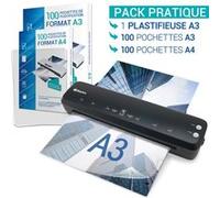 Plastifieuse A3 A4 A5 A6 A7 Pro Ultra Rapide à chaud à froid jusqu’à 2x150 microns Pack avec 100 Pochettes A4 + 100 pochettes A3 G