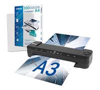 Plastifieuse A3 A4 A5 A6 A7 Pro Ultra Rapide à chaud à froid jusqu’à 2x150 microns température réglable Pack avec 100 Pochettes A4 Noir G