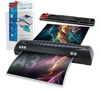 Plastifieuse A3 avec 20 Pochettes A4 et un coupe papier inclus, Machine à Plastifier à chaud, Plastifieuse A3, A4, A5, A6 avec starter kit de démarrage, pour Bureau Maison École