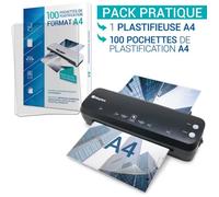 Plastifieuse A4 A5 A6 A7 Pro Rapide à Chaud et à Froid jusqu’à 2 x125 microns Pack avec 100 Pochettes A4
