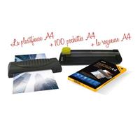 Plastifieuse A4, A5, A6 Avec 100 Pochettes A4 150 Microns + Rogneuse Texet