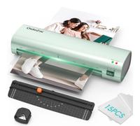 Plastifieuse A4, Anti-Bourrage ABS, 4-en-1 Plastifieuse Tout Format Chaud et Froid - 15 Pochettes (A4/A5/A6) incluses, Massicot et Arrondisseur de Coins, Idéal pour bureau, maison et école - Vert