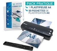 Plastifieuse A4 A5 A6 A7 Pro Rapide à Chaud et à Froid jusqu’à 2x125 microns Pack avec 50 Pochettes A4 et 1 Rogneuse A4