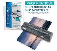 Plastifieuse A4 - WAYTEX - Modèle avec 50 pochettes - Vitesse 30 cm/min - Chauffe rapide - Peu encombrante