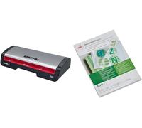Plastifieuse GBC 250 Office A4 - Préchauffage rapide en 1 minute, 75-125 microns, noir/rouge, 4410070EU + Lot de 100 Pochettes de plastification standards Transparent 2 x 80 microns
