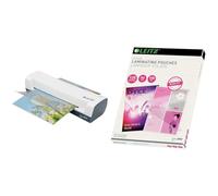 Plastifieuse Leitz iLAM Home - Plastifieuse A4 pour la Maison, Préchauffage Rapide en 3 Minutes, Pochettes de 75-125 Microns, Lot de Pochettes pour Plastifieuse A4 Inclus, Coloris Blanc, 74310001