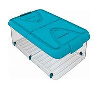 Plastiken Caisson à Roulettes Dessous de Lit 60 L - Boîte de Rangement Mobile avec Roues Lilas - 81 x 51 x 18 cm