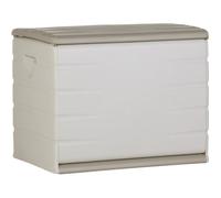 PLASTIKEN Coffre 260L Intérieur/Extérieur Fonctionnel et Esthétique Cadenassable avec Roulettes Beige