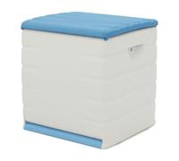 Plastiken Coffre de rangement cadenassable avec roulettes 190 L - Boîte Space Saver étanche pour jardin - Beige et bleu - 60x61x53 cm