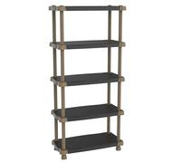 Plastiken Étagère haute Titanium – 5 plateaux bi-couleur Noir et Taupe – 30kg/étagère – 88x184x44cm