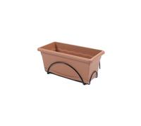Plastiken Jardiniere 40x20cm Avec Plateau Et Support Balcon - Terracotta Marron