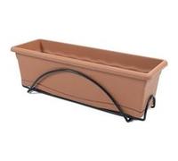 Jardinière PLASTIKEN 60x20cm avec plateau et support balcon - Terracotta - Collection Terra